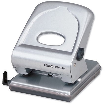 Rapid FMC40 Punch 2-Hole Metal Locking Capacity 40x 80gsm Brilliant Silver