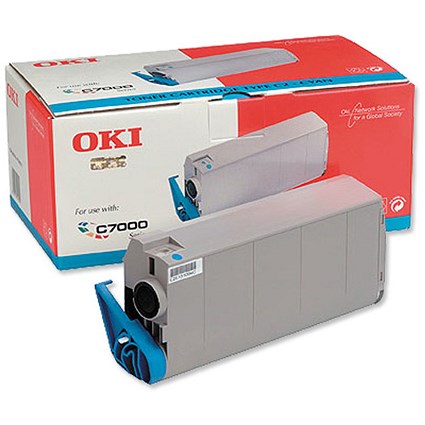OKI Laser Toner Cartridge Page Life 10000pp Cyan [for C7000] Ref 41304211