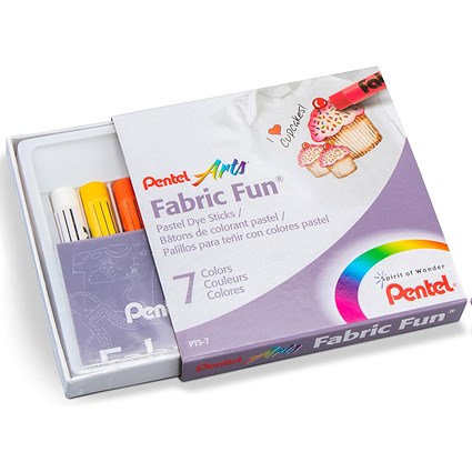 Pentel Arts Fabric Fun Pastel Dye Sticks, Assorted, Pack of 7