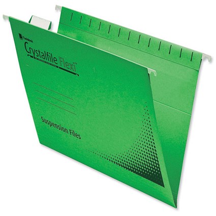 Rexel Crystalfile Flexifile Suspension File Manilla V-base A4 Green [Pack 50]