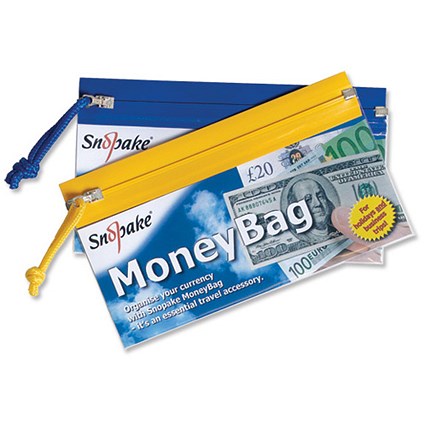 Snopake Zippa Bag Money Bag Zip Pull PVC 95x195mm Assorted [Pack 5]