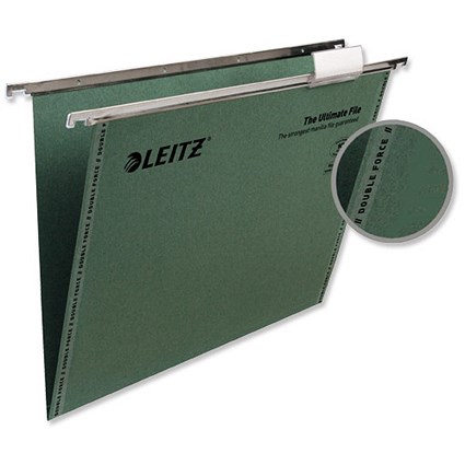 Leitz Ultimate Suspension File Recycled with Tabs Inserts V-Base A4 Green [Pack 50]