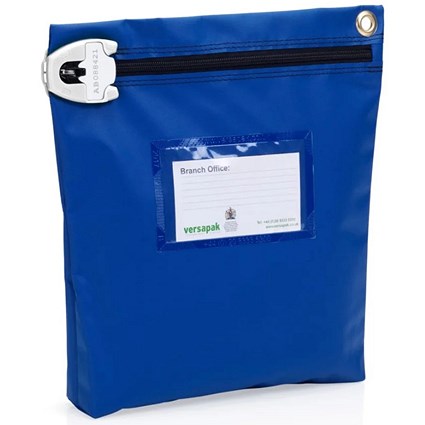 Versapak Reusable Secure Cash Bag With T2 Locking Mechanism, Medium 267x267x50mm, Blue Versapak Reusable Secure Cash Bag With T2 Locking Mechanism, Medium 267x267x50mm, Blue