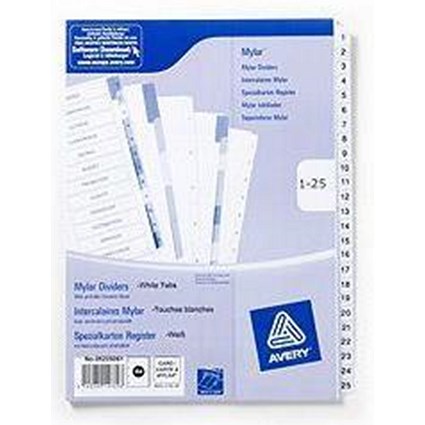 Avery Index Multipunched / 1-25 / A4 / White