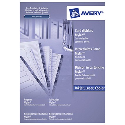 Avery Index Dividers, 1-100, A4, White
