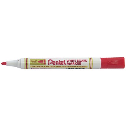 Pentel Everyday Drywipe Marker, 4.2mm Bullet Tip, Line width 2.1mm, Red, Pack of 12