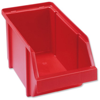 Raaco 5-370 Storage Bin Polypropylene Stackable W125xD241xH125mm Red Ref 128643 [Pack 6]