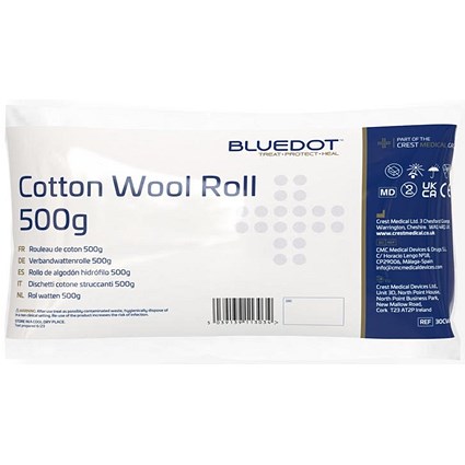 500g Blue Dot Cotton Wool Roll (Pack 1) - 500g Blue Dot Cotton Wool Roll (Pack 1) -
