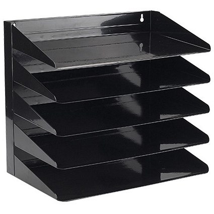 Avery 5-Tier Steel Letter Tray Rack A4/Foolscap Landscape Black -