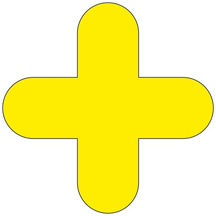 Beaverswood Warehouse Plus Symbol Floor Signal Markers, PVC With Adhesive Backing, H300mmxW300mm, Yellow, Pack of 10