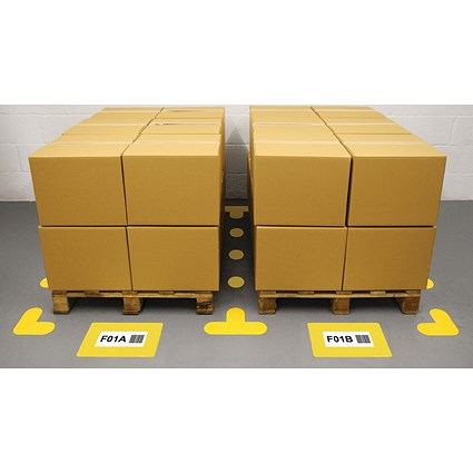Beaverswood Warehouse L-Shape Floor Signal Markers, PVC With Adhesive Backing, H200mmxW200mm, Yellow, Pack of 10