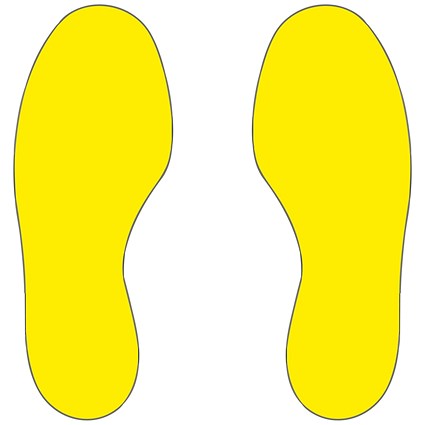 Beaverswood Warehouse Feet Symbol Floor Signal Markers, H300mmxW100mm, Yellow, Pack of 5 Right and 5 Left