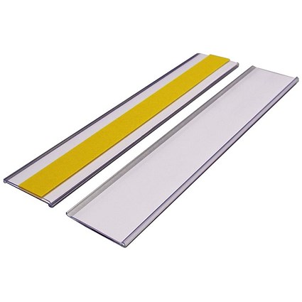 Beaverswood Self-Adhesive Ticket Holders With Card Insert For Shelving and Racking, H38mmxW200mm, Pack of 50