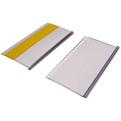 Beaverswood Self Adhesive Ticket Holder With Card Insert For Shelving and Racking, H54mmxW100mm, Pack of 100 Beaverswood Self Adhesive Ticket Holder With Card Insert For Shelving and Racking, H54mmxW100mm, Pack of 100