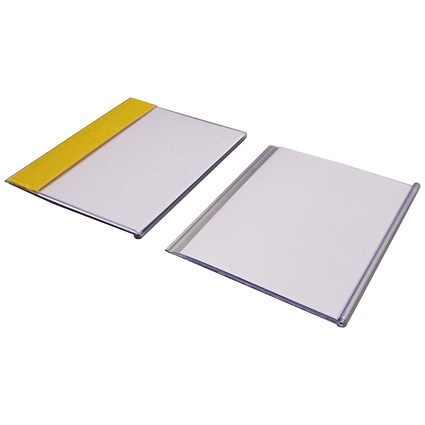 Beaverswood Self-Adhesive Ticket Holders With Card Insert For Shelving and Racking, H80mmxW100mm, Pack of 100