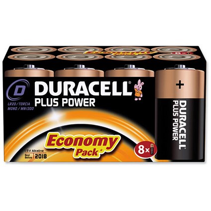 Duracell Plus Power Battery Alkaline 1.5V D [Pack 8]