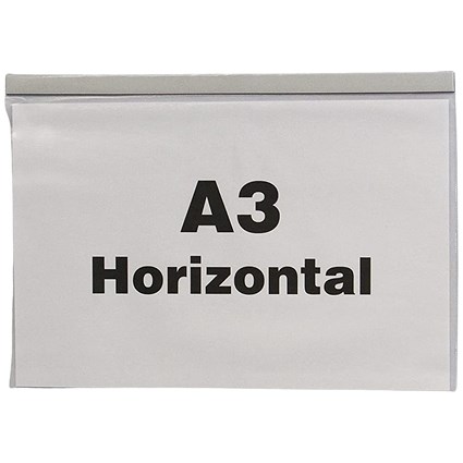 Beaverswood Magnetic Industrial Strength Document Pockets, A3, Horizontal, Clear, Pack of 10