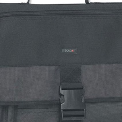 Solo Messenger Case Expandable Polyester Zipped and Strap W405xD145xH305mm Black and Grey