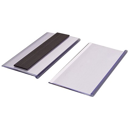 Beaverswood Magnetic Ticket Holder With Card Insert For Shelving and Racking, H54mmxW100mm, Pack of 100