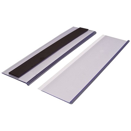 Beaverswood Magnetic Ticket Holder With Card Insert For Shelving and Racking, H54mmxW200mm, Pack of 50
