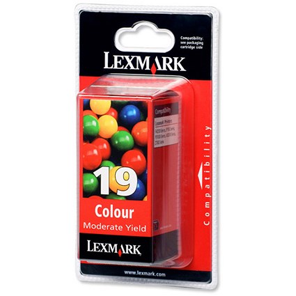 Lexmark No. 19 Inkjet Cartridge Page Life 260pp Colour Ref 15M2619E