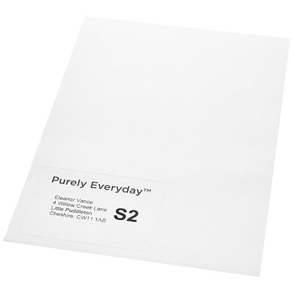 Purely Everyday A4 Single Integrated Label S2 One Integral Hotmelt Label 110 x 76mm White (Pack 1000) Purely Everyday A4 Single Integrated Label S2 One Integral Hotmelt Label 110 x 76mm White (Pack 1000)