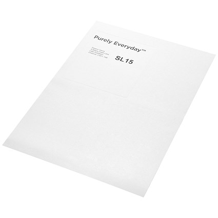 Purely Everyday A4 Single Integrated Label SL15 One Integral Hotmelt Label 122 x 110mm White (Pack 1000) Purely Everyday A4 Single Integrated Label SL15 One Integral Hotmelt Label 122 x 110mm White (Pack 1000)