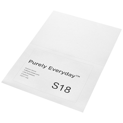 Purely Everyday A4 Single Integrated Label S18 One Integral Hotmelt Label 164 x 120mm White (Pack 1000) Purely Everyday A4 Single Integrated Label S18 One Integral Hotmelt Label 164 x 120mm White (Pack 1000)