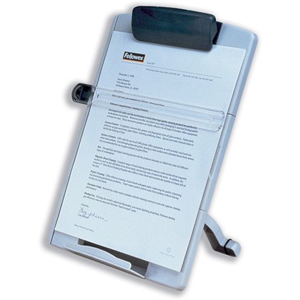 Fellowes Desktop Copyholder Adjustable Landscape or Portrait View 254x98x358mm Platinum Grey