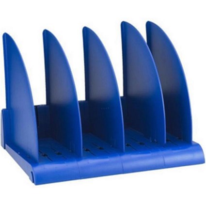 Avery DTR Book Rack with 4 Base Sections & 5 Dividers / W372xD275xH260mm / Blue