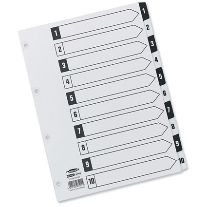 Concord Black and White Index Mylar-reinforced with Alternating Tabs 4 Holes 1-10 A4
