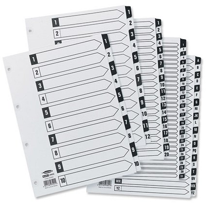 Concord Black and White Index Mylar-reinforced with Alternating Tabs 4 Holes 1-12 A4