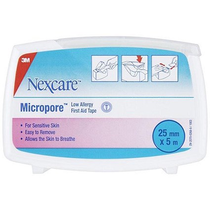 3M Micropore First Aid Tape / 25mmx5m / White / Pack of 6