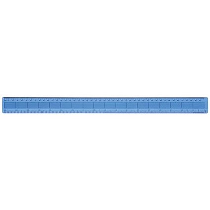Ruler Plastic Shatter-resistant Gridded Inches and Metric 457mm Blue Tint