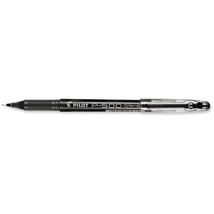 Pilot P500 Gel Rollerball Pen / Needle Point / Black / Pack of 12