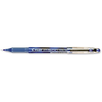 Pilot P500 Gel Rollerball Pen Needle Point 0.5mm Tip 0.3mm Line Blue [Pack 12]