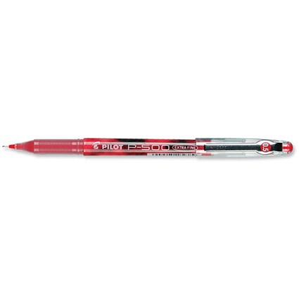 Pilot P500 Gel Rollerball Pen Needle Point 0.5mm Tip 0.3mm Line Red [Pack 12]