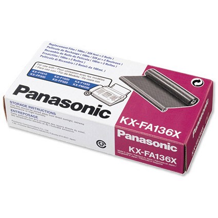Panasonic KX-FA136X Black Fax Ribbon Refill Roll - Twinpack