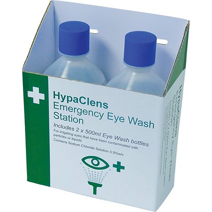 HypaClens Emergency Eye Wash Station Value With 2 x Eyewash Bottles 500ml -