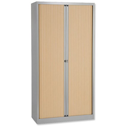 Bisley A4 EuroTambour / 4 Shelves / Silver Frame / Maple Shutters / Tall