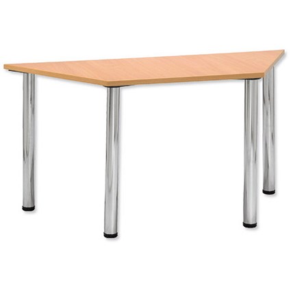 Trexus Conference Table Trapezoidal Silver Round Legs W1500xD750xH735mm Beech