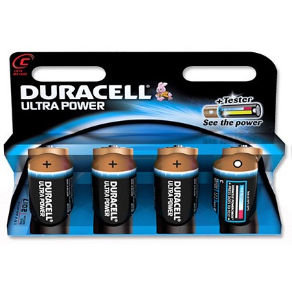 Duracell Ultra Power MX1400 Battery Alkaline 1.5V C [Pack 4]
