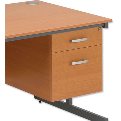 Trexus Fixed Filing Pedestal Suspended Lockable for Desk 2 Drawer W410xD510mm Beech