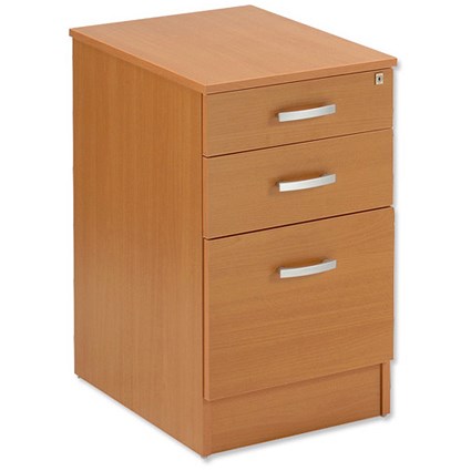 Trexus Filing Pedestal 600 Desk-high 3 Drawer Lockable W410xD600xH720mm Beech
