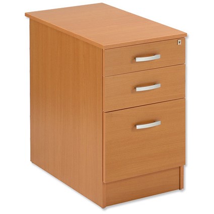 Trexus Filing Pedestal 800 Desk-high 3 Drawer Lockable W410xD800xH720mm Beech