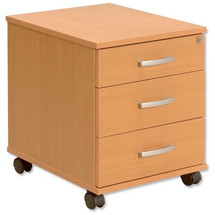 Trexus Mobile Pedestal 3 Drawer Lockable W408xD510xH530mm Beech