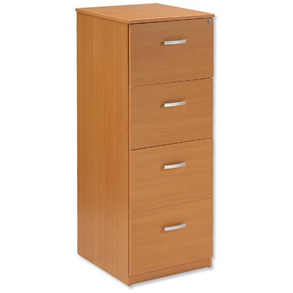 Trexus Filing Cabinet Lockable 4 Drawer Foolscap W476xD598xH1320mm Beech