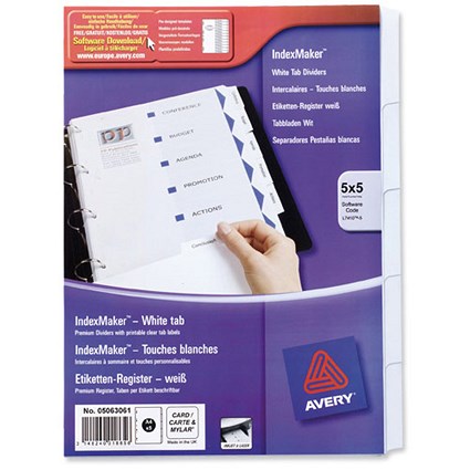 Avery IndexMaker Divider Set / Punched / A4 / 5-Part / Pack of 5