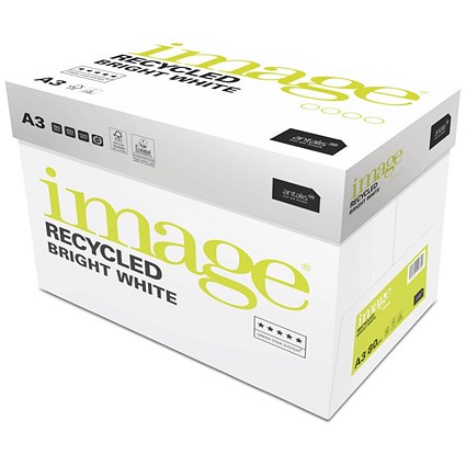 Image Bright White Recycled Printer Paper A3 80gsm (Box 5 Reams) -