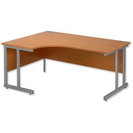 Trexus Plus Desk Cantilever Radial Left-hand W1600xD1200xH725mm Beech